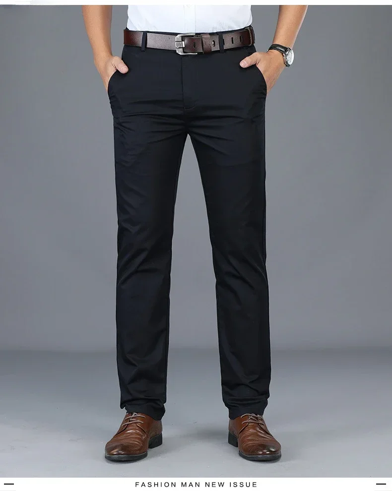 2026 Summer Thin Korean Style Business Casual Trousers for Men Stretch Soft Straight Leg Loose Fashionable Casual Pants Male