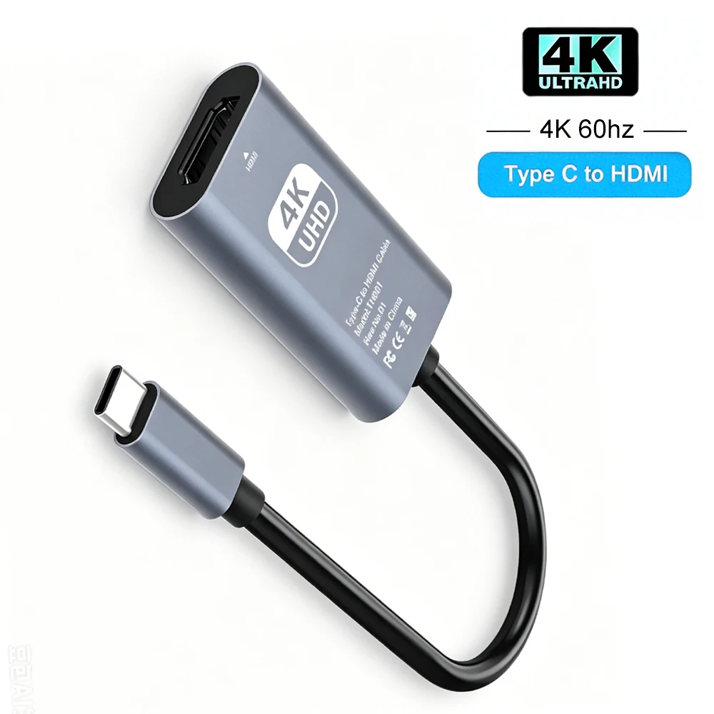 4K 60Hz Type C to HDMI Adapter USB 3.1 HUB HDTV Converter Cable for iPhone 15 TV Converter for PC MacBook iPad Samsung Laptop