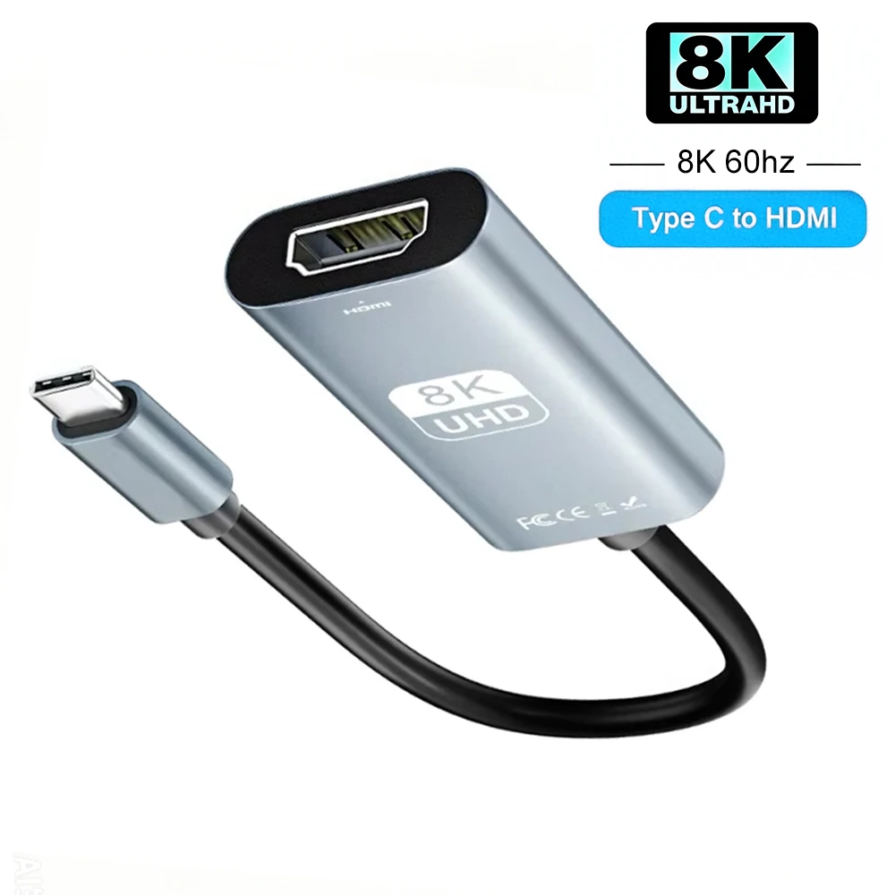 4K 60Hz Type C to HDMI Adapter USB 3.1 HUB HDTV Converter Cable for iPhone 15 TV Converter for PC MacBook iPad Samsung Laptop