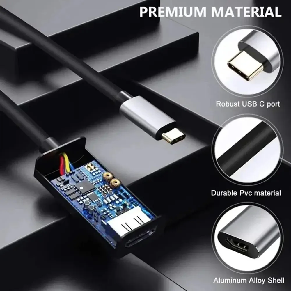 4K 60Hz Type C to HDMI Adapter USB 3.1 HUB HDTV Converter Cable for iPhone 15 TV Converter for PC MacBook iPad Samsung Laptop