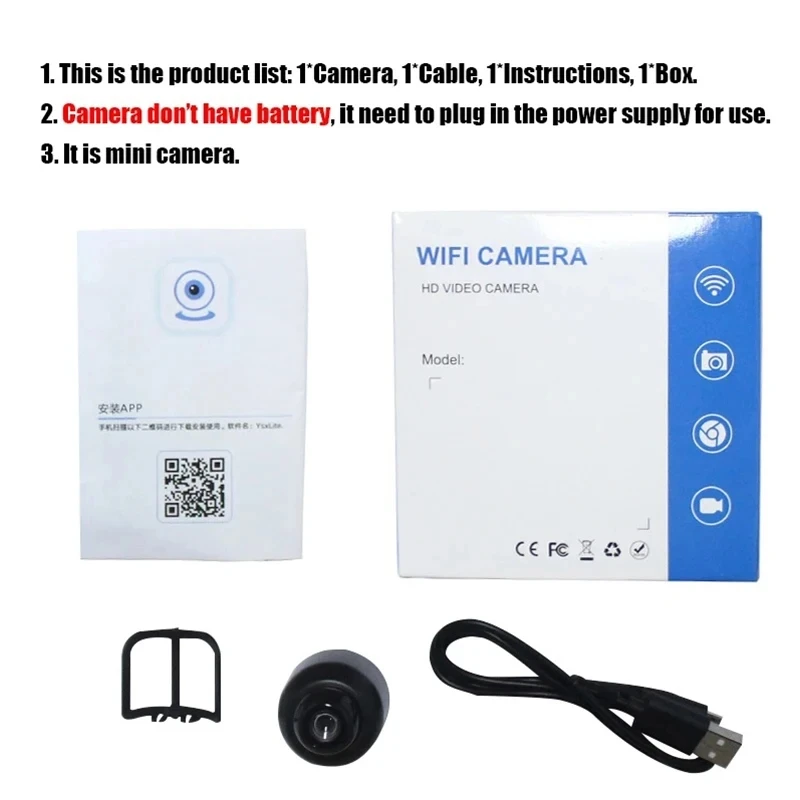 NEW 1080P HD X5 Mini Camera Wireless WIFI Outdoor Indoor Surveillance Camera with Cyclic Recording for Camping Home Security