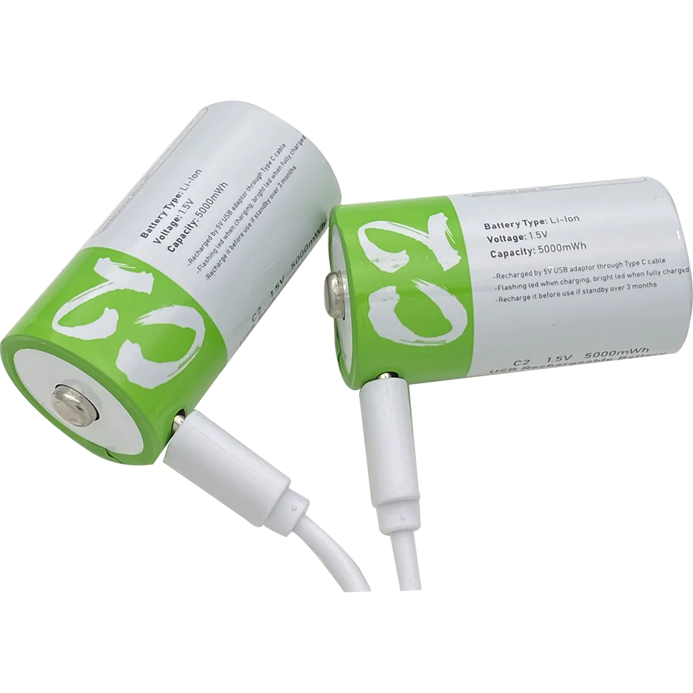1.5V 5000mWh LR14 C Size Li-po Rechargeable Battery Type-C Ultra-Fast USB Charging Lithium Battery For Flashlight Gas Cooker