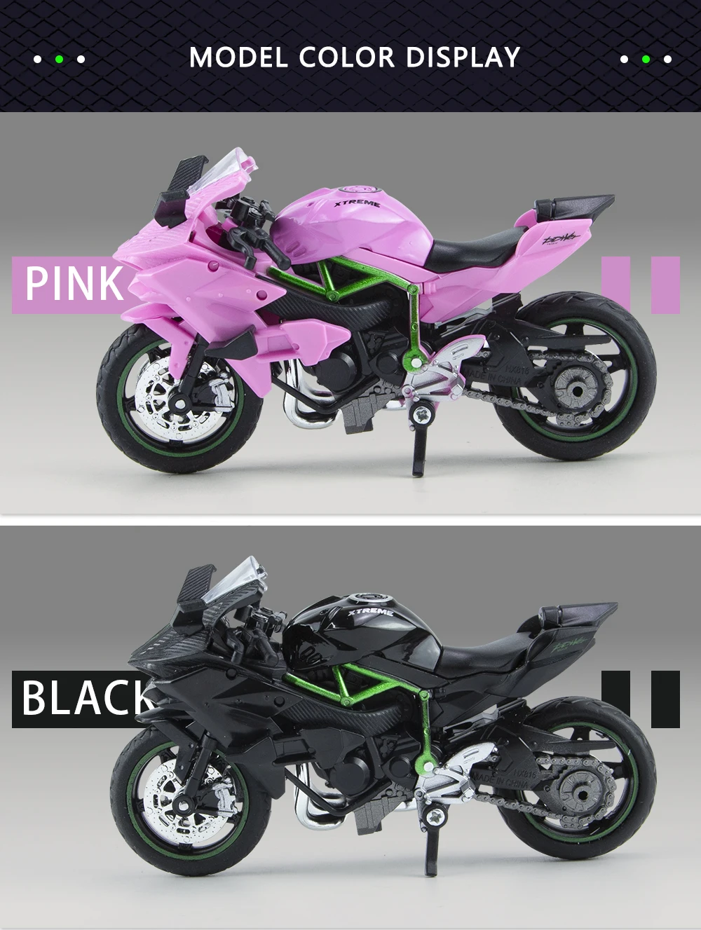 1:18 H2R Alloy Motorcycle Model Toy Boy Diecast Metal Vehicle Fast and Furious One Piece Hot Wheel Miniature Gift for Children