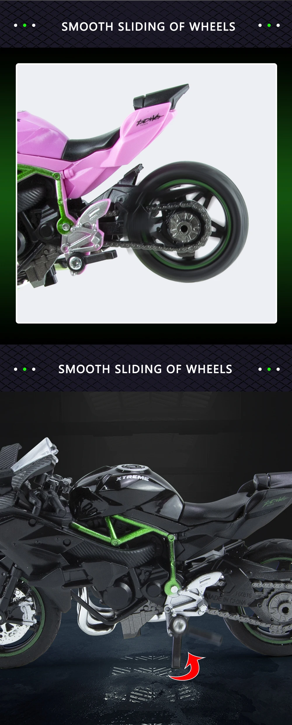 1:18 H2R Alloy Motorcycle Model Toy Boy Diecast Metal Vehicle Fast and Furious One Piece Hot Wheel Miniature Gift for Children