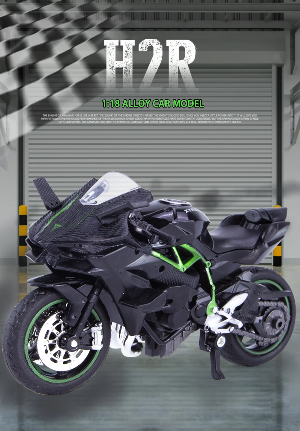 1:18 H2R Alloy Motorcycle Model Toy Boy Diecast Metal Vehicle Fast and Furious One Piece Hot Wheel Miniature Gift for Children