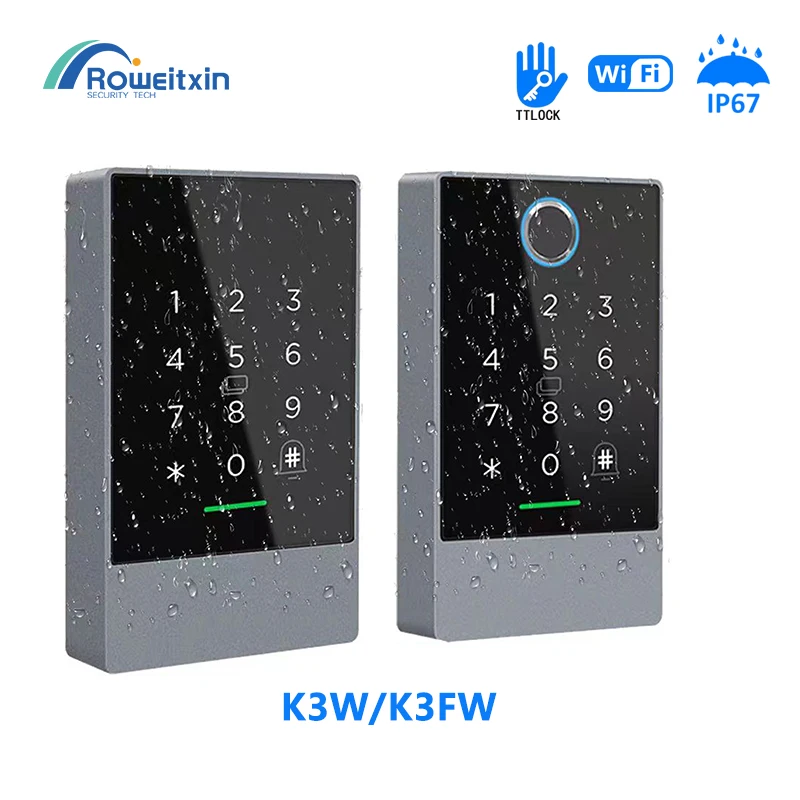 TTLOCK wifi K3W/K3FW Fingerprint Access Control Keypad 13.56Mhz RFID Card Nfc No need for network hub G2