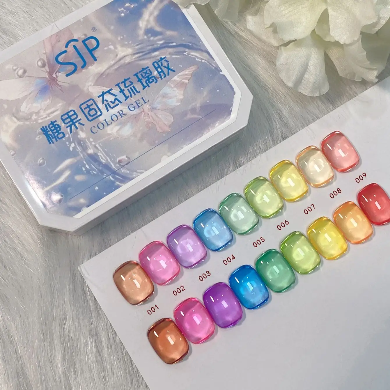 9 Colors High Gloss Jelly Glass Gel Nail Polish Translucent Painting Nail Polish Glossy Nail Art Semi-Permanent UV for Nail
