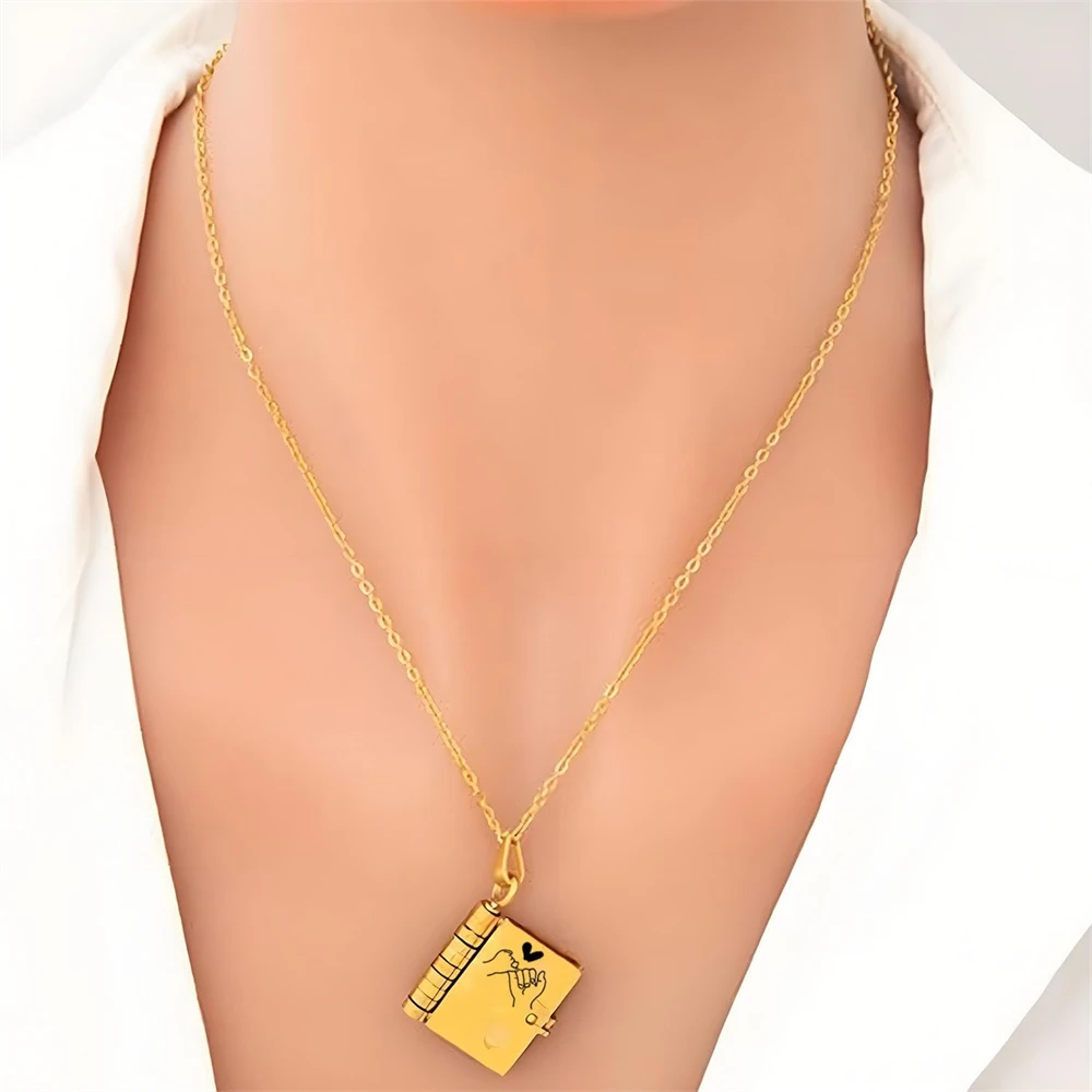 Mi Pequeña Estrella Book Necklaces Daughter Son My Little Star Openable Book Pendant Spanish Mi Campeón Necklace German Jewelry