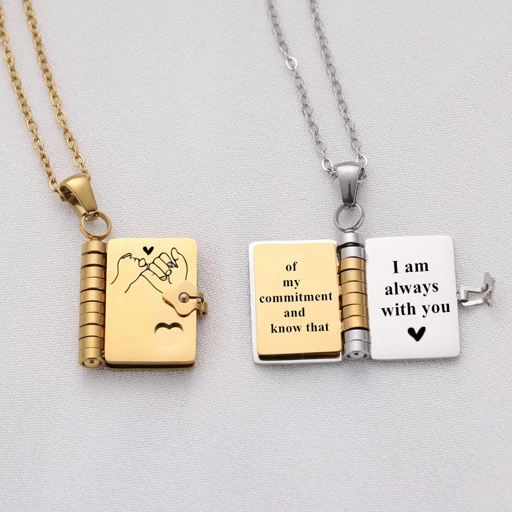 Mi Pequeña Estrella Book Necklaces Daughter Son My Little Star Openable Book Pendant Spanish Mi Campeón Necklace German Jewelry