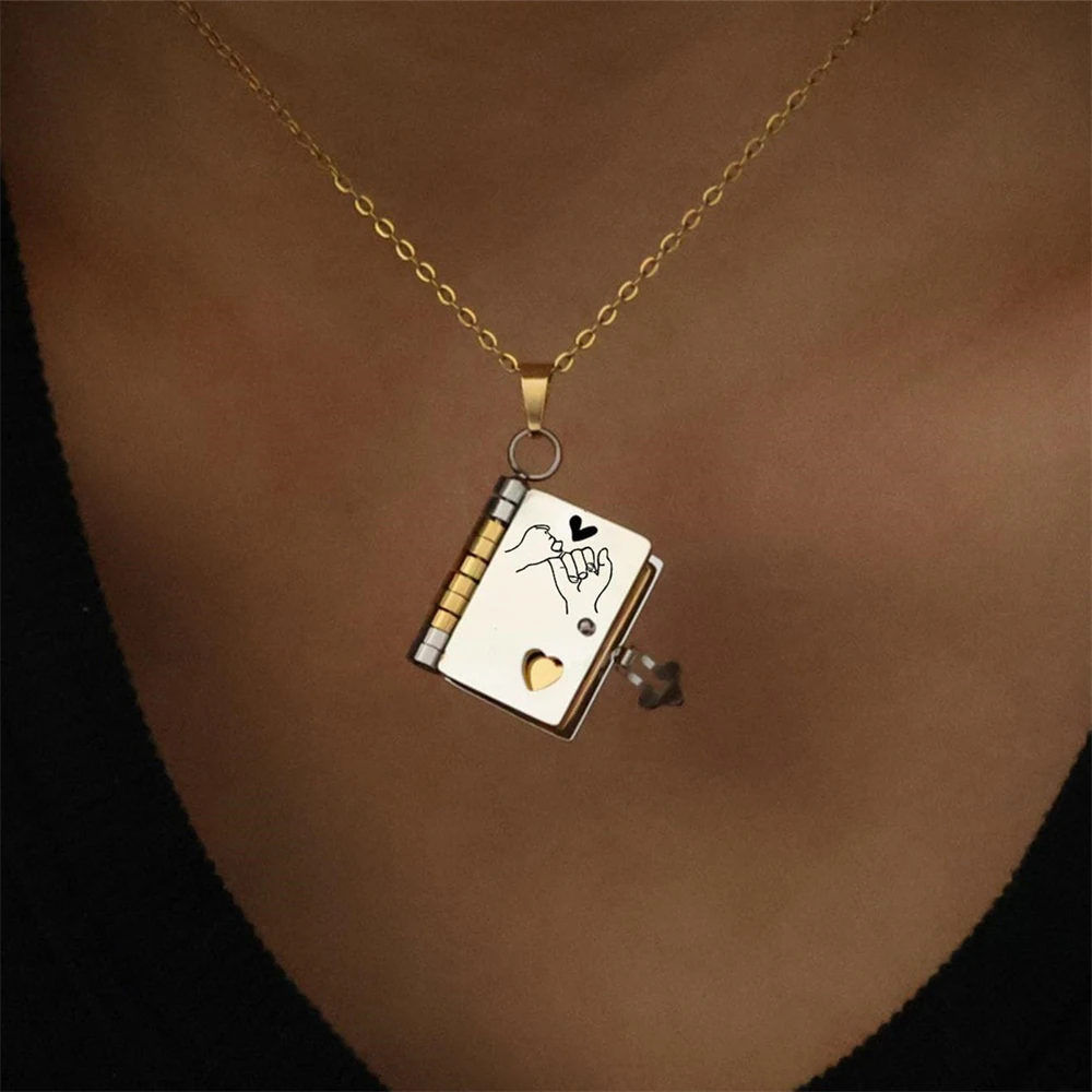 Mi Pequeña Estrella Book Necklaces Daughter Son My Little Star Openable Book Pendant Spanish Mi Campeón Necklace German Jewelry