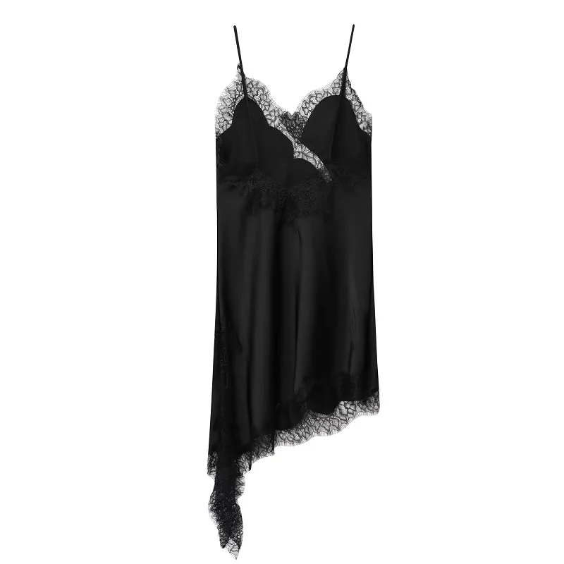 MUJER Lace Slip Mini Dress Women Satin Backless Summer Dress Woman Asymmetric Party Women's Dress Sexy Beach Dresses for Women