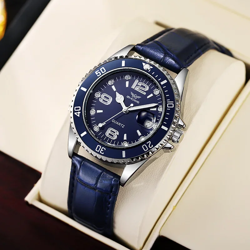 Fashion Calendar Men Business Watches Leather Strap Quartz Wristwatch for Male Clock Reloj Hombre (without box)
