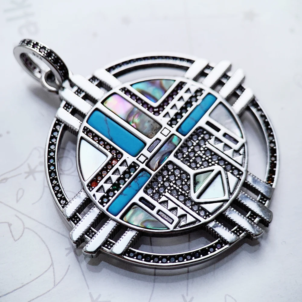 Sun Symbol Pendant,2022 Spring Fine Jewelry Europe Accessorie 925 Sterling Silver Turquoise Bohemia Gift For Woman Men