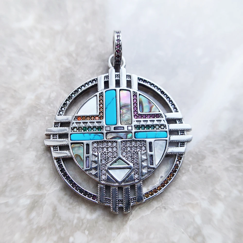Sun Symbol Pendant,2022 Spring Fine Jewelry Europe Accessorie 925 Sterling Silver Turquoise Bohemia Gift For Woman Men