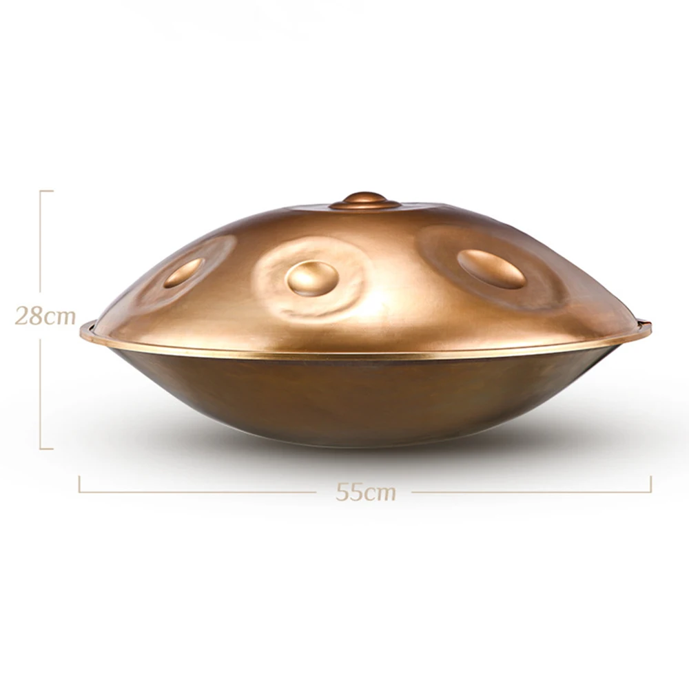 440/432Hz 12/10/9 Notes 22inch Carve Golden Handpan Drum D Minor Steel Tongue Drum Beginner Percussion Instrument Hand Drum Gift