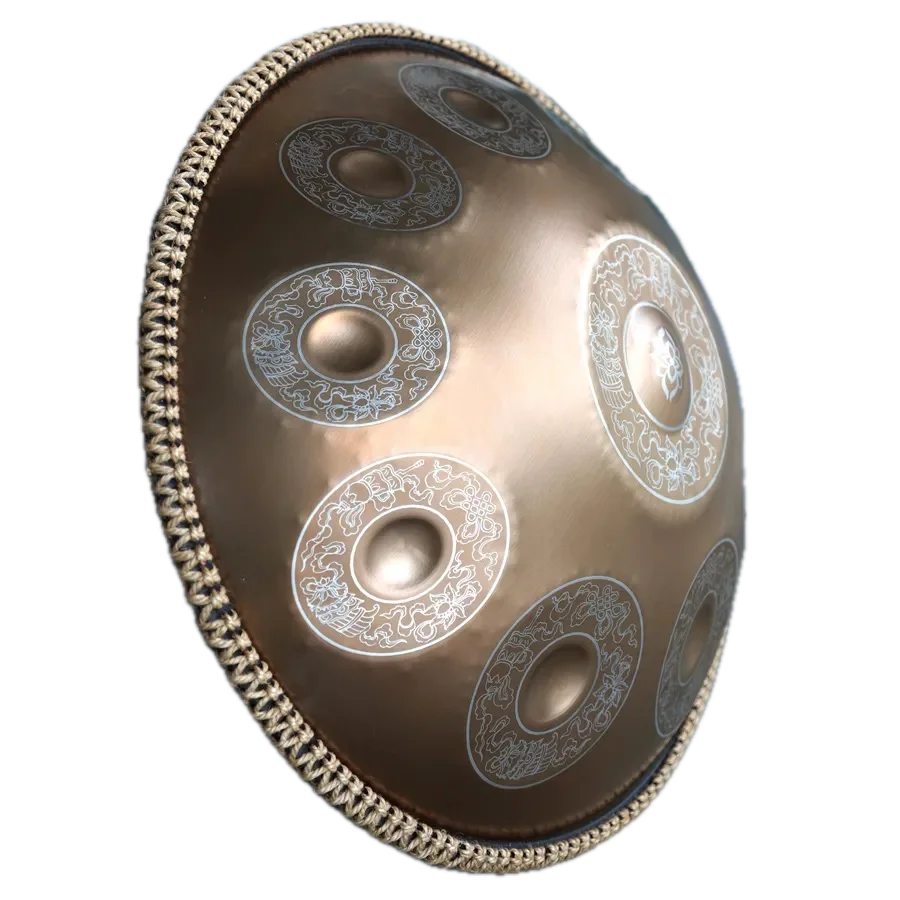 440/432Hz 12/10/9 Notes 22inch Carve Golden Handpan Drum D Minor Steel Tongue Drum Beginner Percussion Instrument Hand Drum Gift