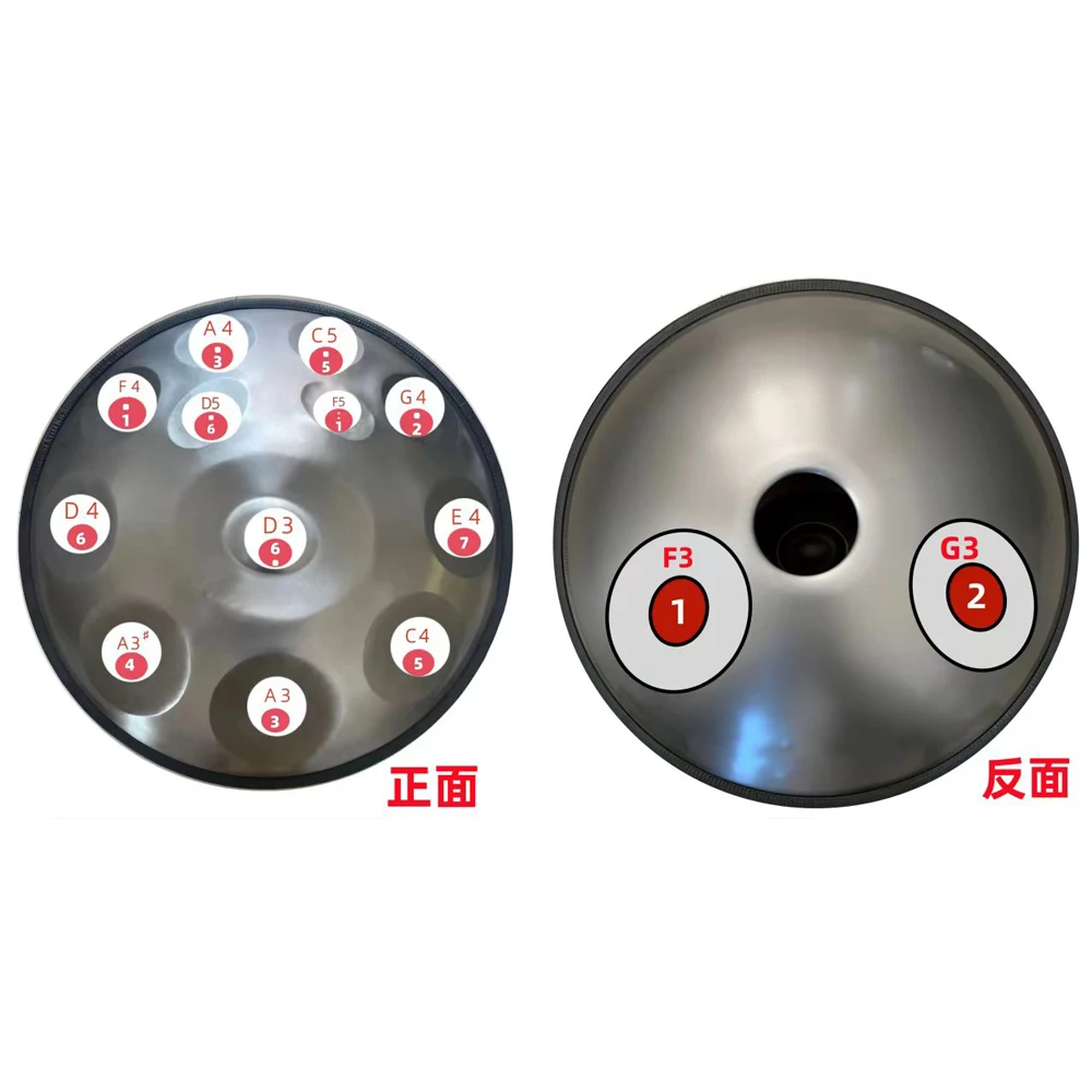 440/432Hz 12/10/9 Notes 22inch Carve Golden Handpan Drum D Minor Steel Tongue Drum Beginner Percussion Instrument Hand Drum Gift