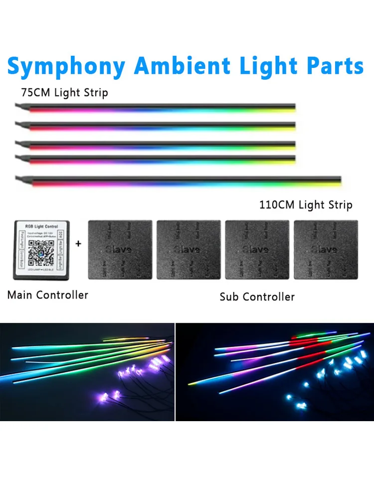18/22 in 1 Atmosphere Light Parts 35/75CM 110CM Light Strip Speakers Extension Line Main/Sub Controller Foot Lamp Symphony Parts