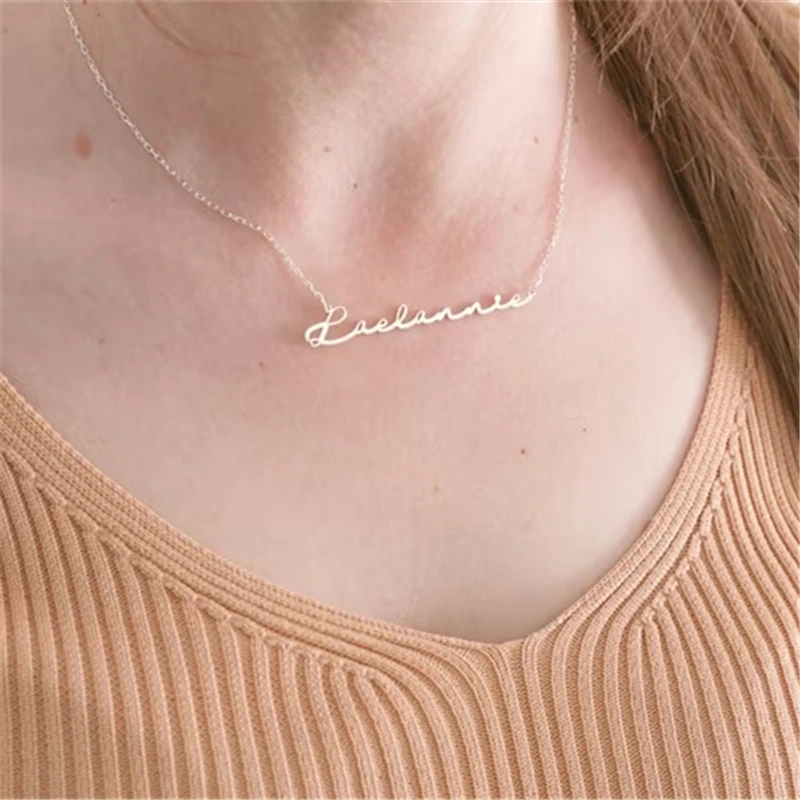 Custom Name Necklace Personalized Golden Choker Stainless Steel Necklaces For Women Man Customized Jewelry Couple Gift