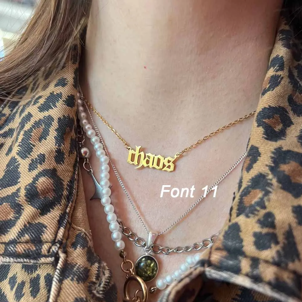 Custom Name Necklace Personalized Golden Choker Stainless Steel Necklaces For Women Man Customized Jewelry Couple Gift