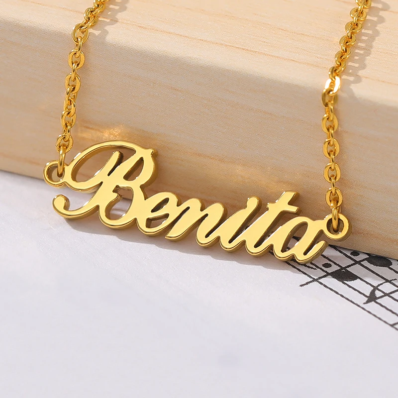 Custom Name Necklaces For Women Men Stainless Steel Customized Necklace Pendant Personalized Neck Chain Jewelry Birthday Gift