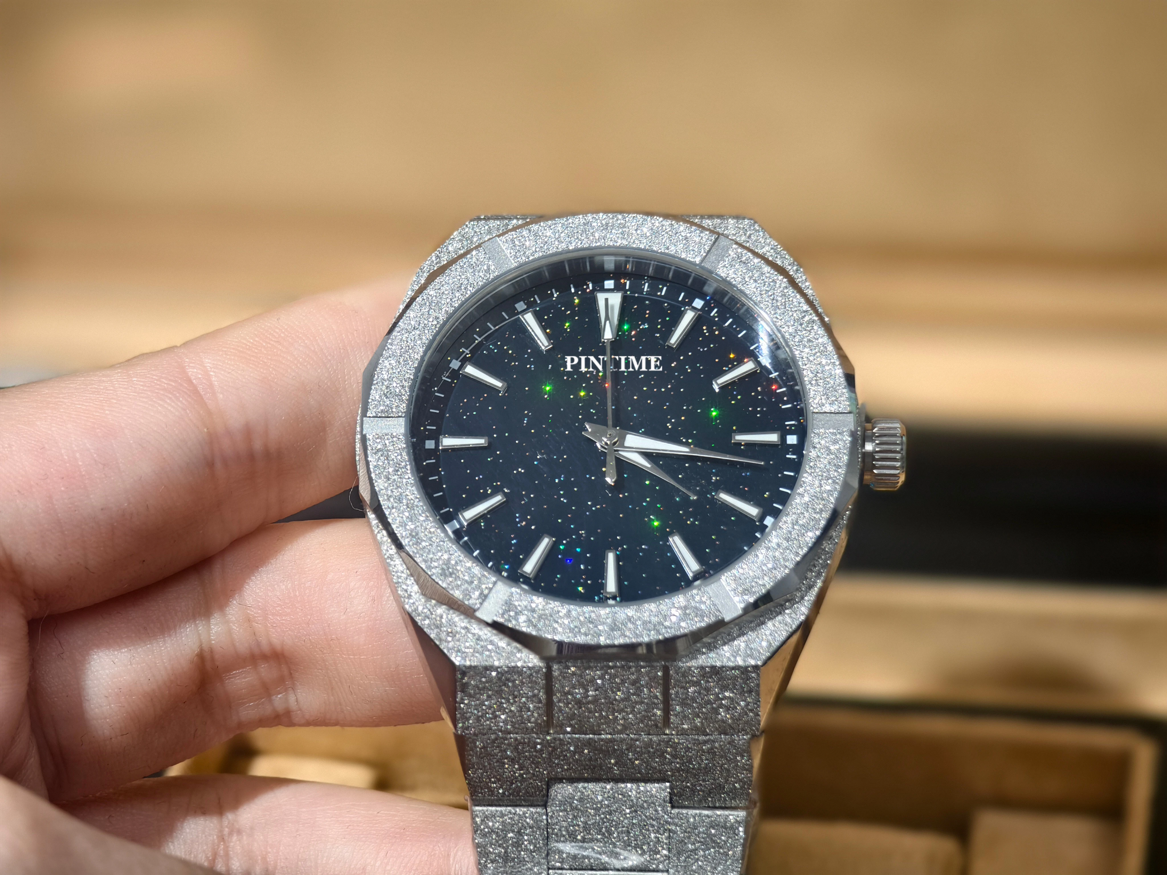 Men's Wristwatch Starry Frosted Men Quartz Watch Fashion And Luxury Gentleman Watches Golden Watch Waterproof Silver Accessories