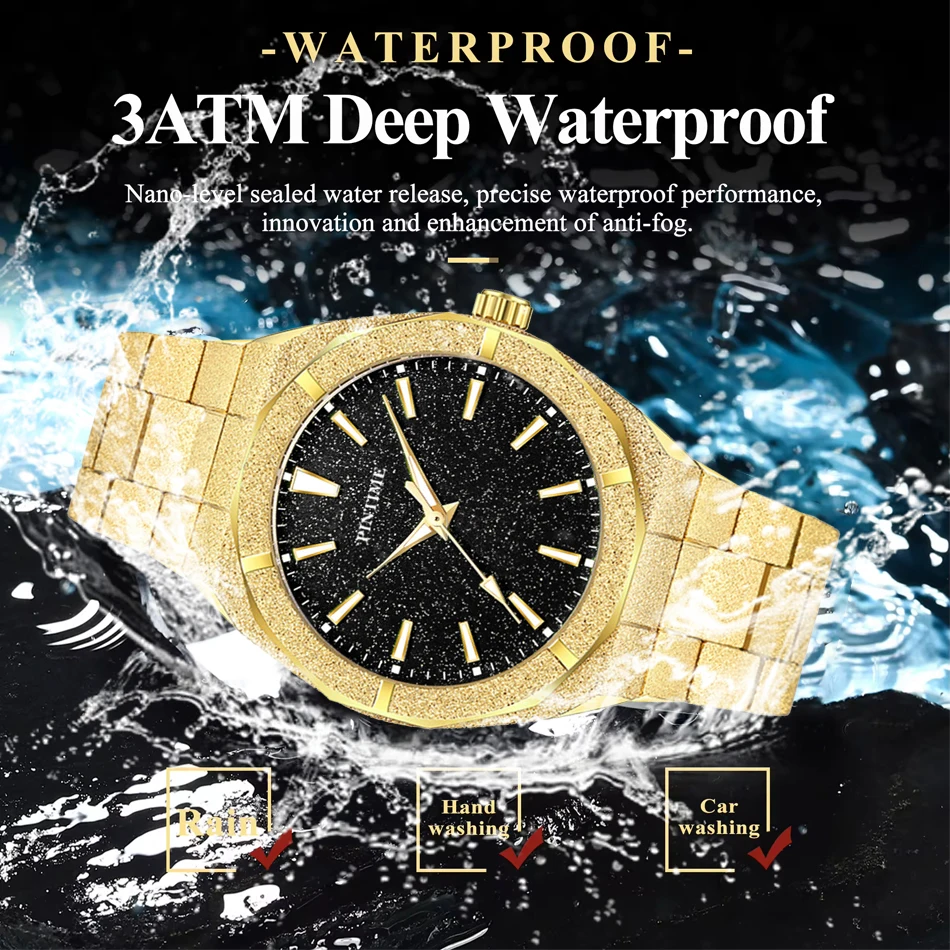 Men's Wristwatch Starry Frosted Men Quartz Watch Fashion And Luxury Gentleman Watches Golden Watch Waterproof Silver Accessories