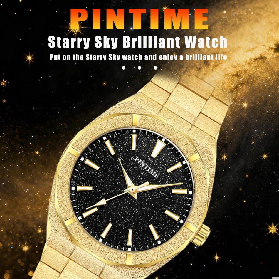 Men's Wristwatch Starry Frosted Men Quartz Watch Fashion And Luxury Gentleman Watches Golden Watch Waterproof Silver Accessories