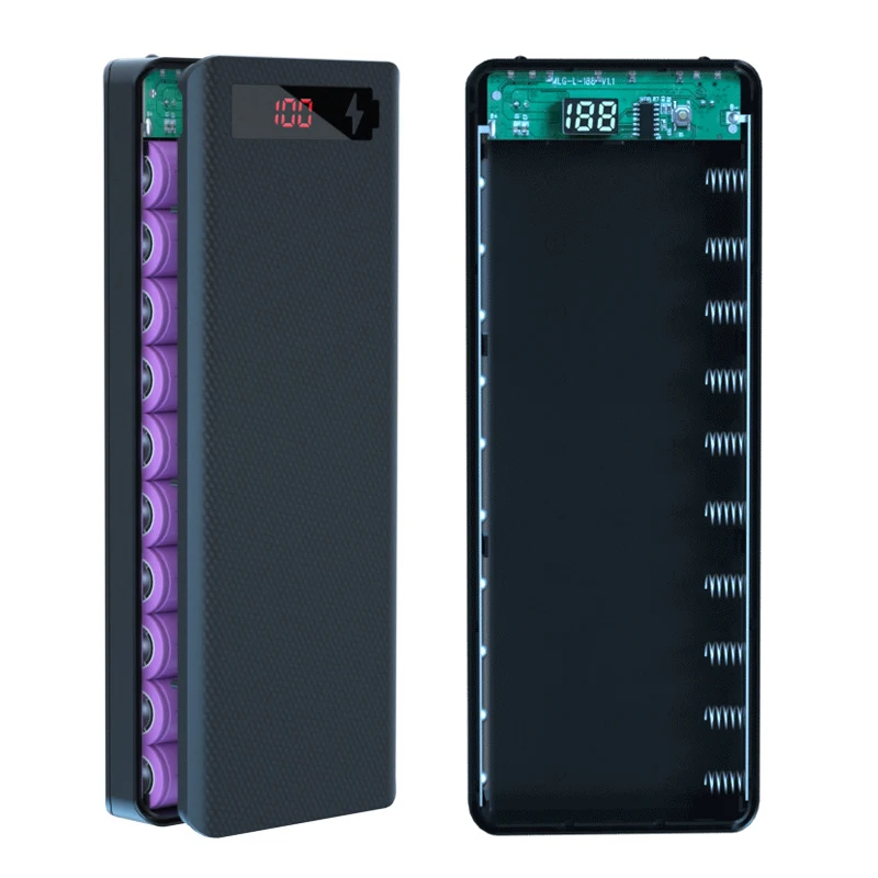 10X 18650 Power Bank Case Battery Holder Dual USB Type C Charge Shell For iPhone Xiaomi Huawei 8X 18650 Battery Case Storage Box