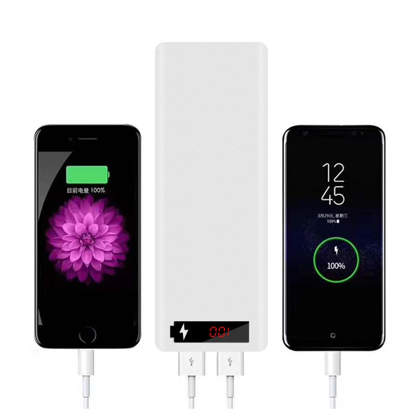 10X 18650 Power Bank Case Battery Holder Dual USB Type C Charge Shell For iPhone Xiaomi Huawei 8X 18650 Battery Case Storage Box