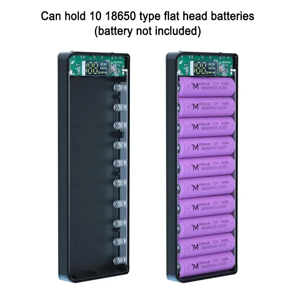 10X 18650 Power Bank Case Battery Holder Dual USB Type C Charge Shell For iPhone Xiaomi Huawei 8X 18650 Battery Case Storage Box