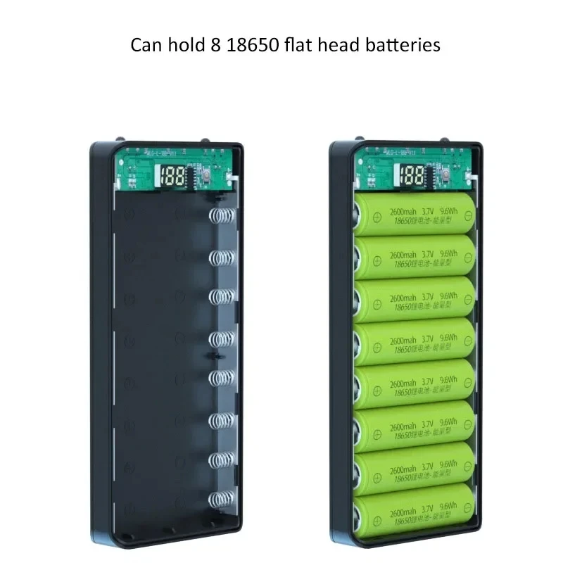 10X 18650 Power Bank Case Battery Holder Dual USB Type C Charge Shell For iPhone Xiaomi Huawei 8X 18650 Battery Case Storage Box