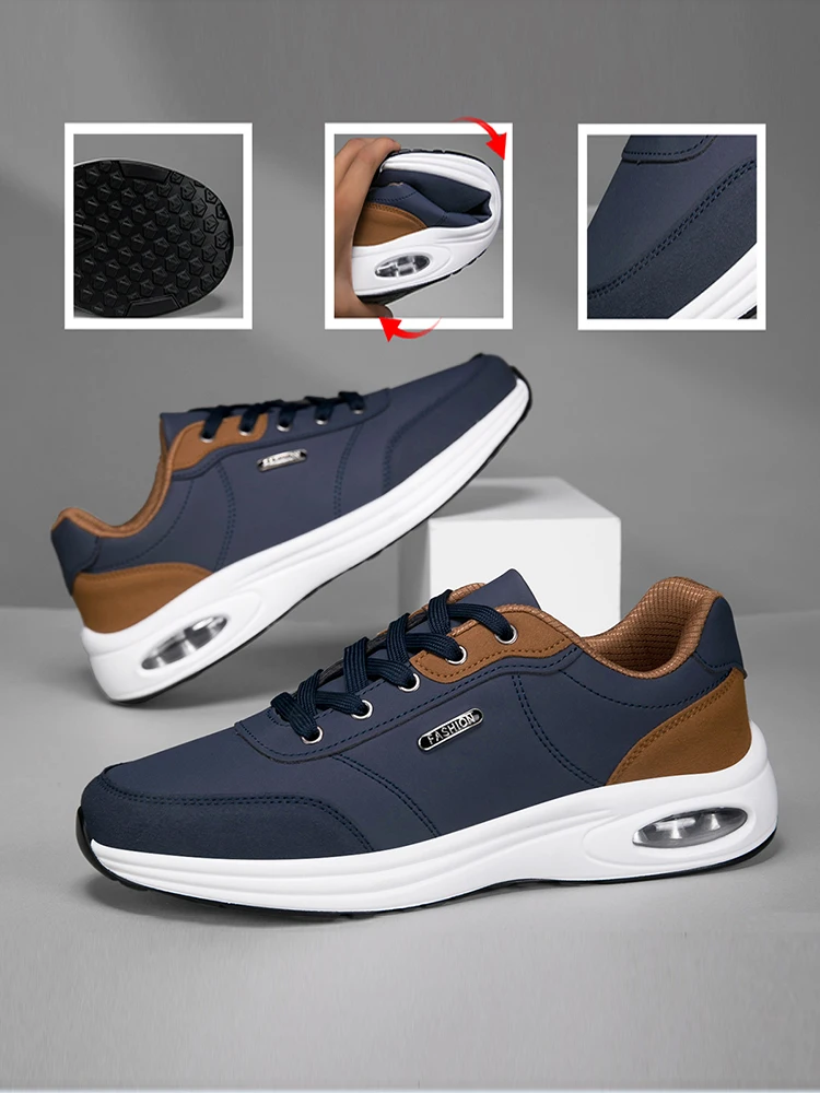 Men's Casual Sports Shoes Waterproof Walking Sports Shoes Casual Men's Leather Sports Shoes Non-slip Shoes Men's Tennis Shoes