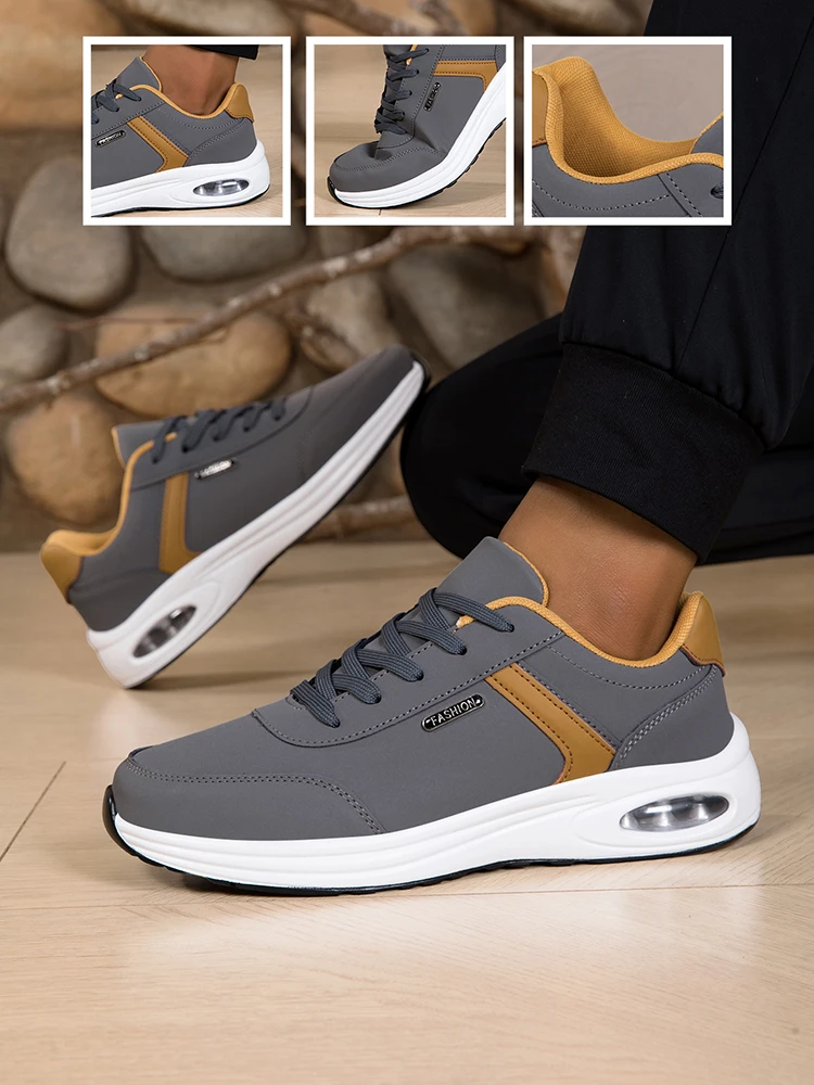 Men's Casual Sports Shoes Waterproof Walking Sports Shoes Casual Men's Leather Sports Shoes Non-slip Shoes Men's Tennis Shoes