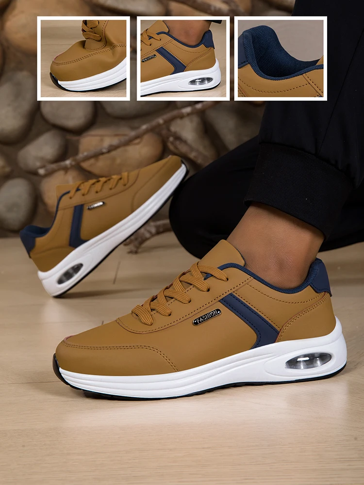 Men's Casual Sports Shoes Waterproof Walking Sports Shoes Casual Men's Leather Sports Shoes Non-slip Shoes Men's Tennis Shoes