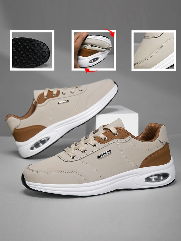 Men's Casual Sports Shoes Waterproof Walking Sports Shoes Casual Men's Leather Sports Shoes Non-slip Shoes Men's Tennis Shoes