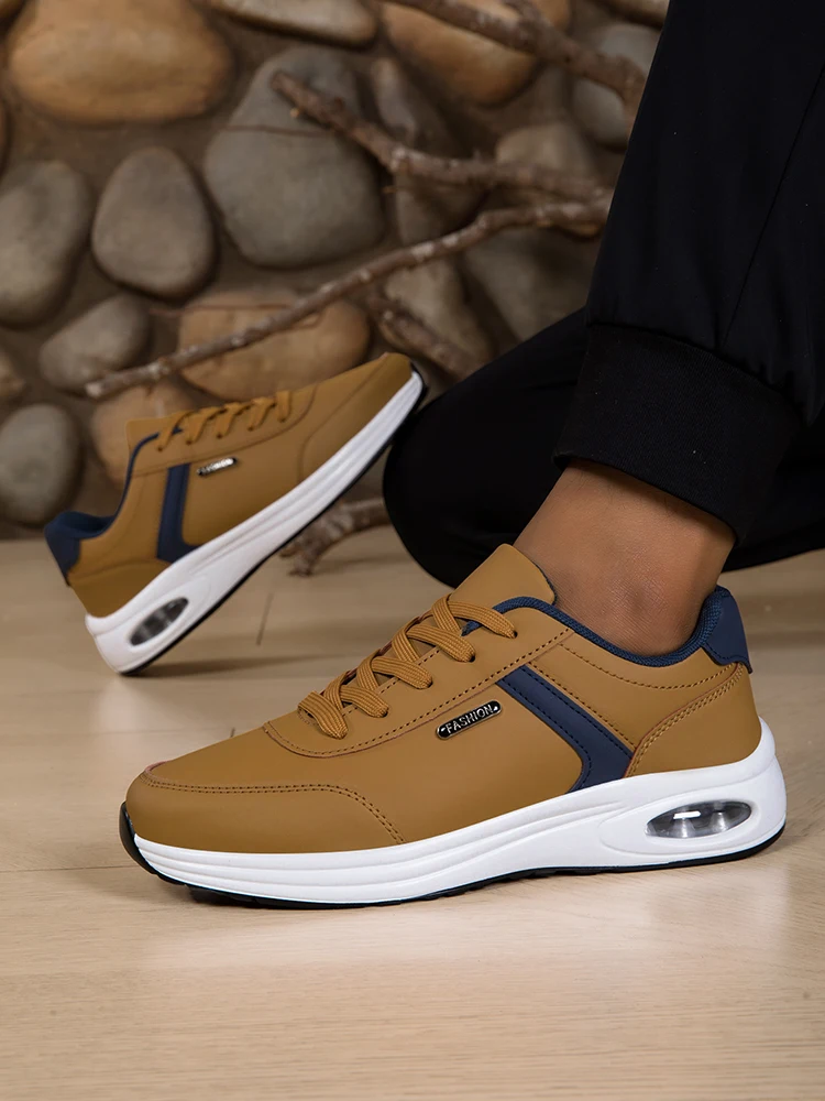 Men's Casual Sports Shoes Waterproof Walking Sports Shoes Casual Men's Leather Sports Shoes Non-slip Shoes Men's Tennis Shoes