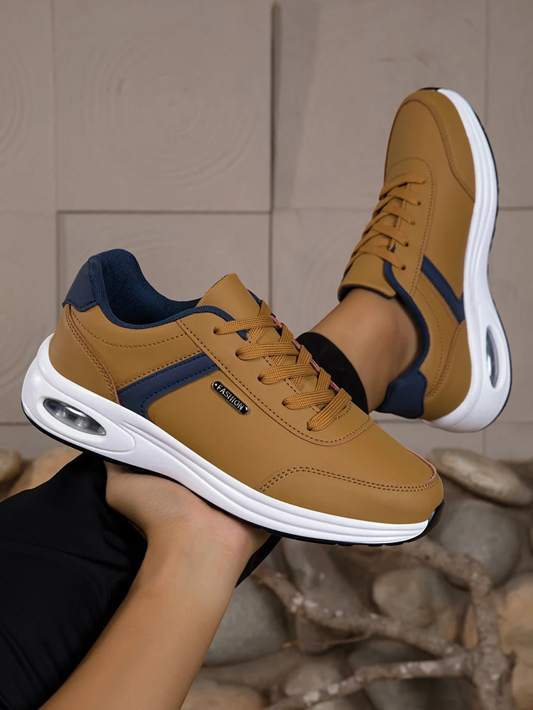 Men's Casual Sports Shoes Waterproof Walking Sports Shoes Casual Men's Leather Sports Shoes Non-slip Shoes Men's Tennis Shoes