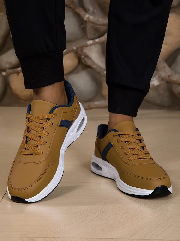 Men's Casual Sports Shoes Waterproof Walking Sports Shoes Casual Men's Leather Sports Shoes Non-slip Shoes Men's Tennis Shoes