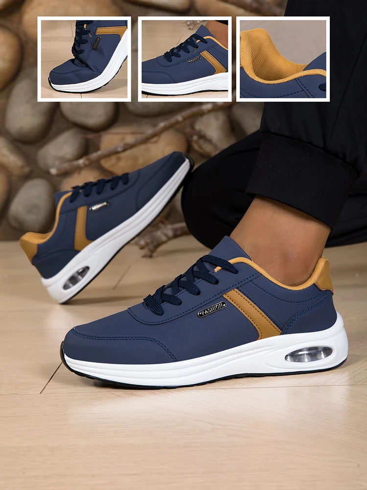 Men's Casual Sports Shoes Waterproof Walking Sports Shoes Casual Men's Leather Sports Shoes Non-slip Shoes Men's Tennis Shoes