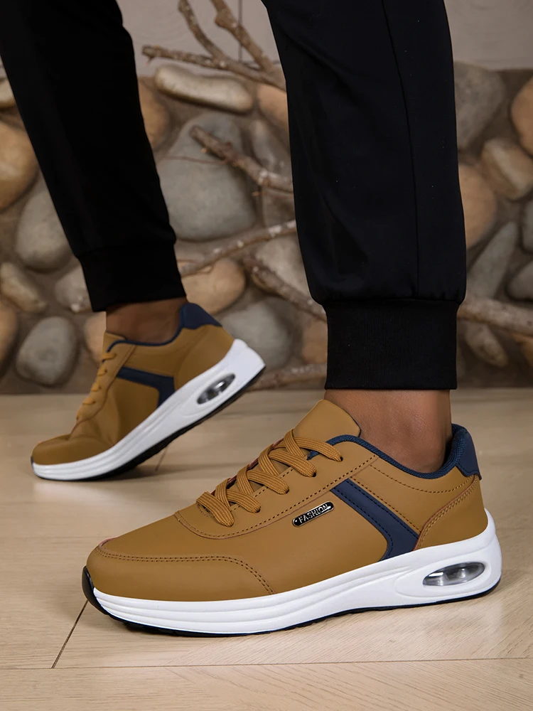Men's Casual Sports Shoes Waterproof Walking Sports Shoes Casual Men's Leather Sports Shoes Non-slip Shoes Men's Tennis Shoes