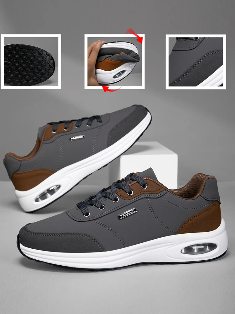 Men's Casual Sports Shoes Waterproof Walking Sports Shoes Casual Men's Leather Sports Shoes Non-slip Shoes Men's Tennis Shoes