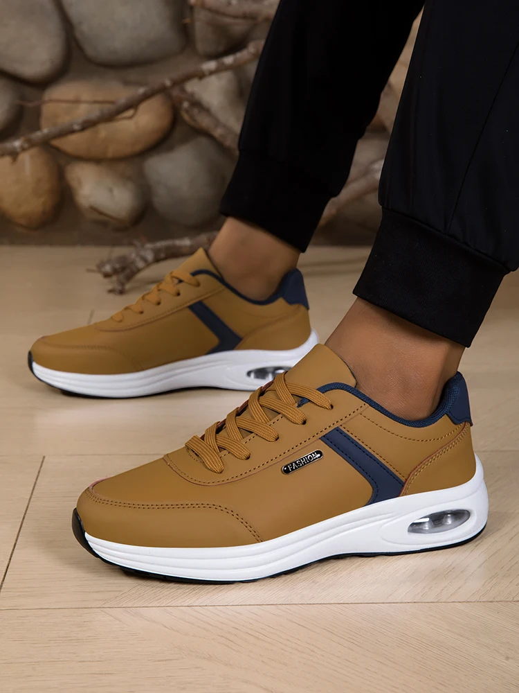 Men's Casual Sports Shoes Waterproof Walking Sports Shoes Casual Men's Leather Sports Shoes Non-slip Shoes Men's Tennis Shoes