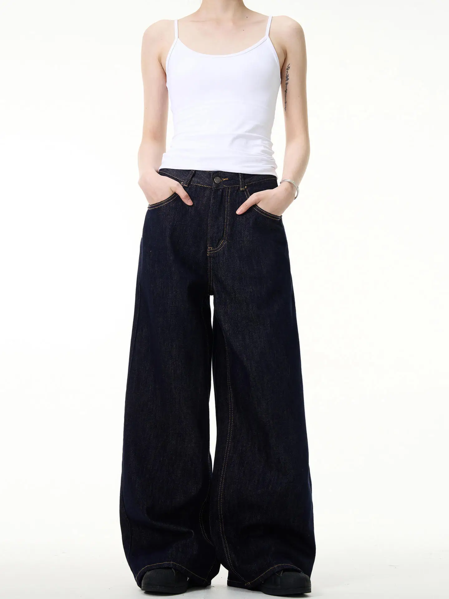 IEFB Simple Men's Denim Pants Vintage Washing Wide Leg Loose Jeans Casual Straight American Style Male Trousers New 2026 9W190
