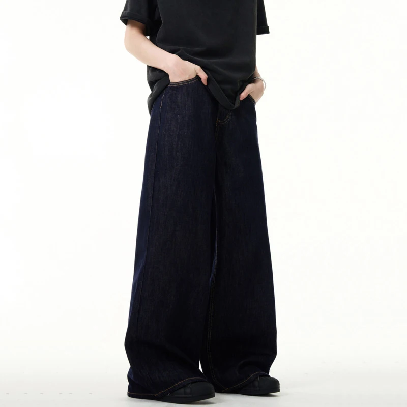 IEFB Simple Men's Denim Pants Vintage Washing Wide Leg Loose Jeans Casual Straight American Style Male Trousers New 2026 9W190