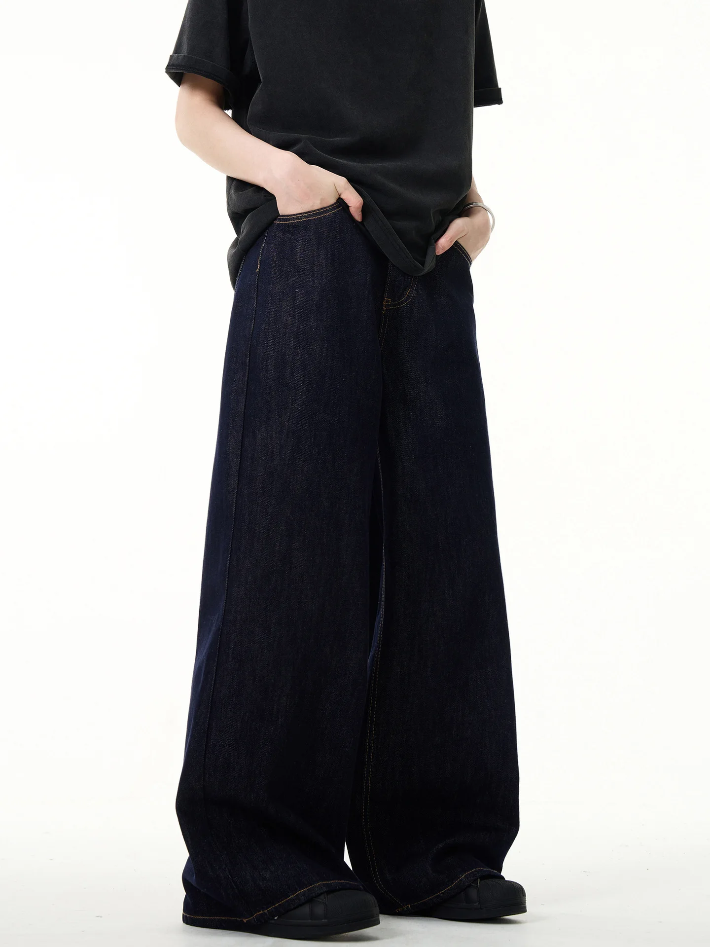 IEFB Simple Men's Denim Pants Vintage Washing Wide Leg Loose Jeans Casual Straight American Style Male Trousers New 2026 9W190