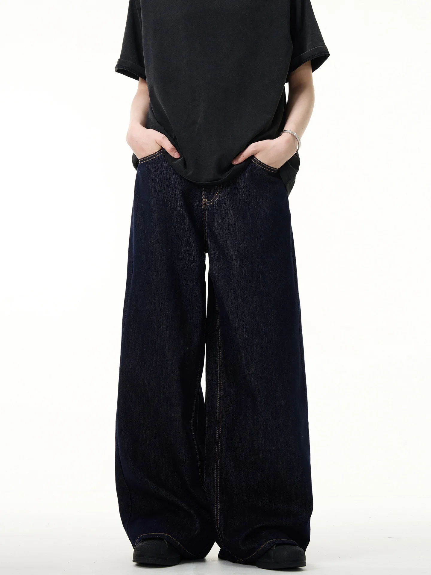 IEFB Simple Men's Denim Pants Vintage Washing Wide Leg Loose Jeans Casual Straight American Style Male Trousers New 2026 9W190