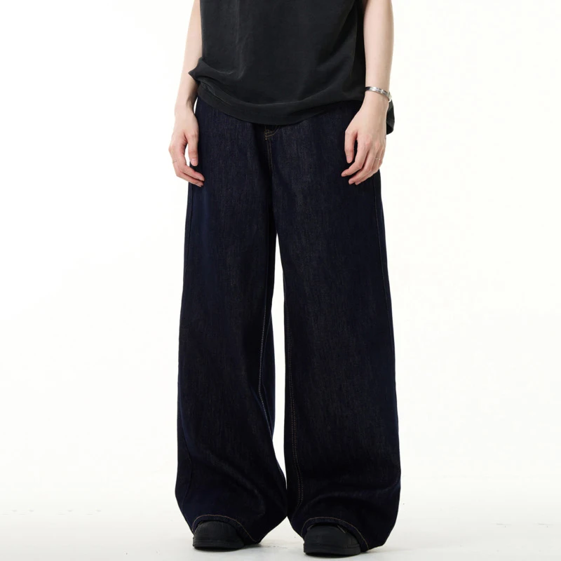 IEFB Simple Men's Denim Pants Vintage Washing Wide Leg Loose Jeans Casual Straight American Style Male Trousers New 2026 9W190