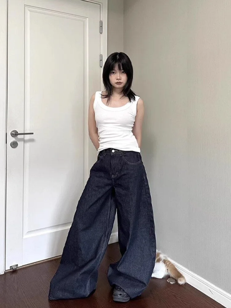 Jeans Women Streetwear Chic Y2k Wide Leg Pants 2025 New Bottms High Waist Straight Denim Trousers Casual Korean Pantalon Femme