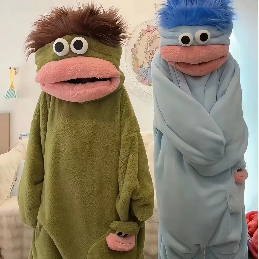 Cartoon Big Mouth Monster Cute Funny Onesie Pajamas Thickened Coral Fleece Homewear For Couples Men Women Autumn Winter Pajamas